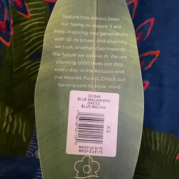 FARM Rio Blue and Green Mini Dress - Picture 9 of 9